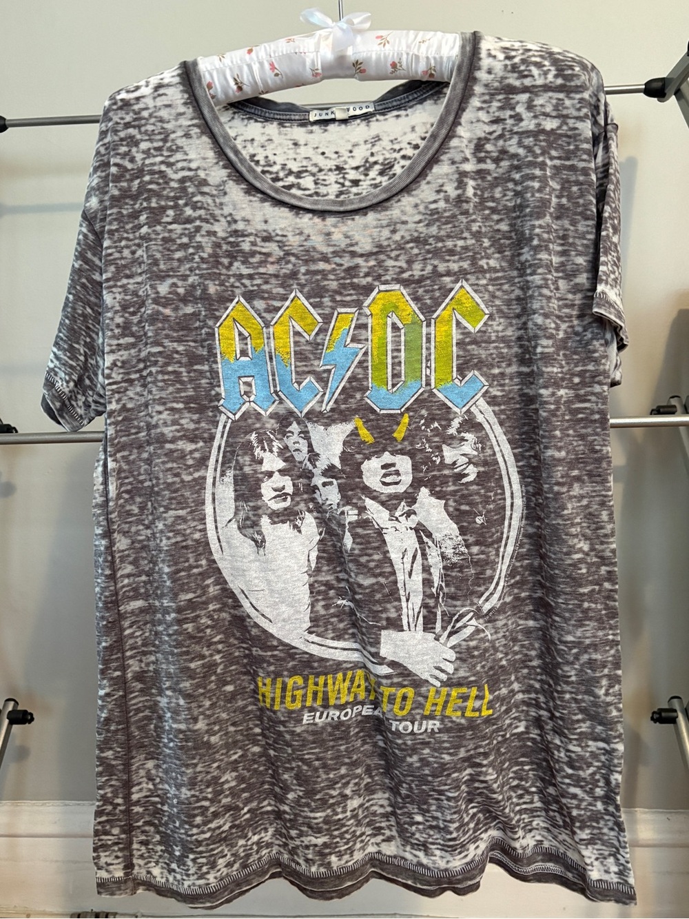 AC/DC Marbled Band Tee with Blue & Yellow Logo
